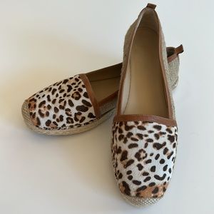 Stuart Weitzman The Camping Calf Hair Leopard Espadrille Women Flat